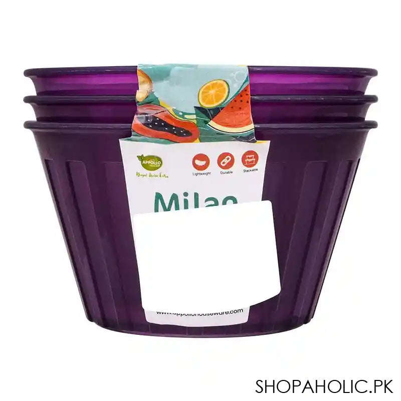 Appollo Milan Bowl, 3-Pack Set, Purple, 250ml - Image 2