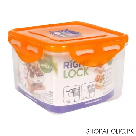 appollo right lock food keeper, large, 900ml, 5x5x5 inches, orange main image