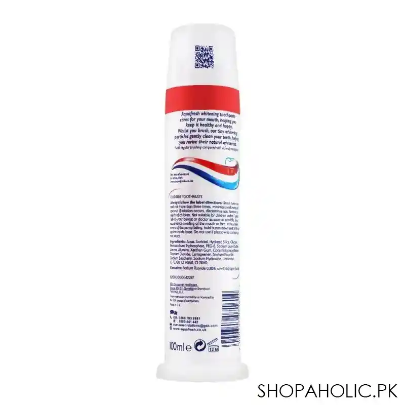aquafresh whitening triple protection toothpaste, pump, 100ml image2