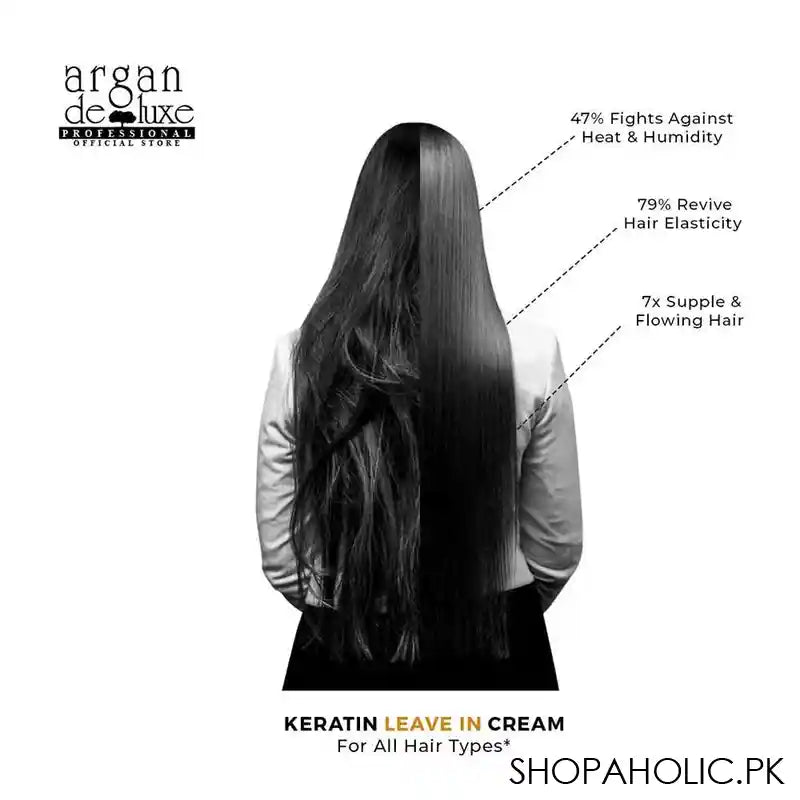 Argan De Luxe Keratin Leave In Cream, Non-Drying & Anti-Frizz, 240ml - Image 2