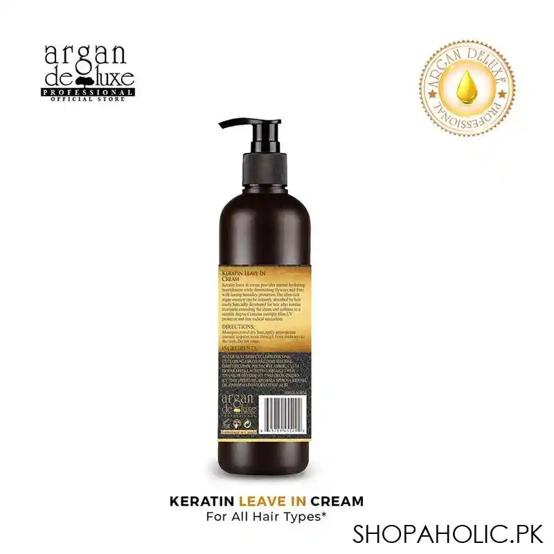 Argan De Luxe Keratin Leave In Cream, Non-Drying & Anti-Frizz, 240ml - Image 5