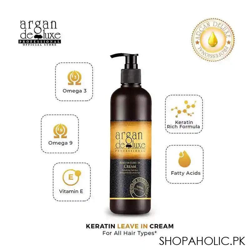 Argan De Luxe Keratin Leave In Cream, Non-Drying & Anti-Frizz, 240ml - Image 7