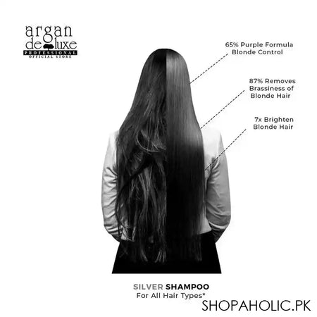 Argan De Luxe Remove Brassiness Silver Shampoo, Strengthens Fragile Hair, 300ml - Image 5
