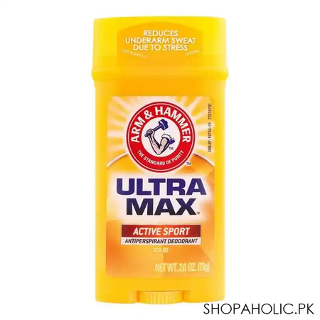 arm & hammer ultra max active sport anti perspirant deodorant stick, for men, 73g main image