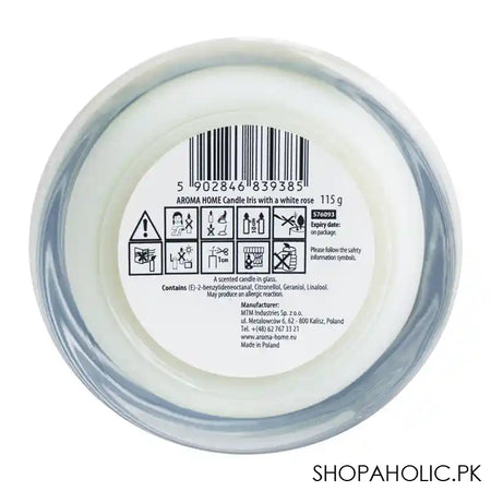 Aroma Home Iris With A White Rose Scented Candle, 115g - Image 2
