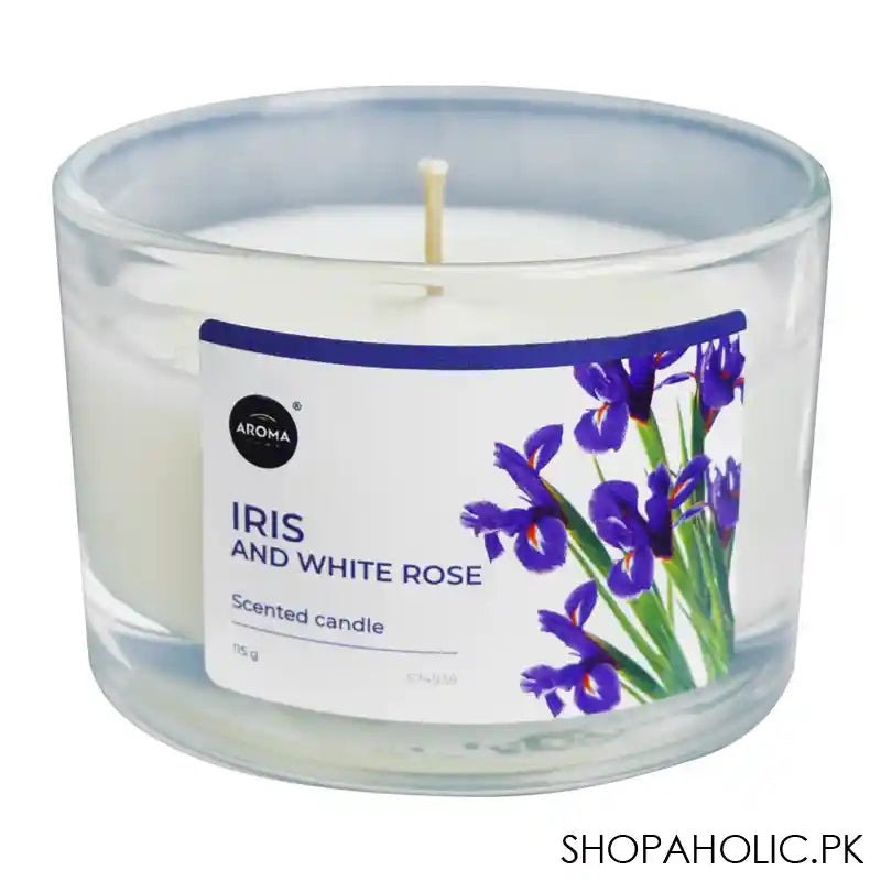 Aroma Home Iris With A White Rose Scented Candle, 115g - Main Image