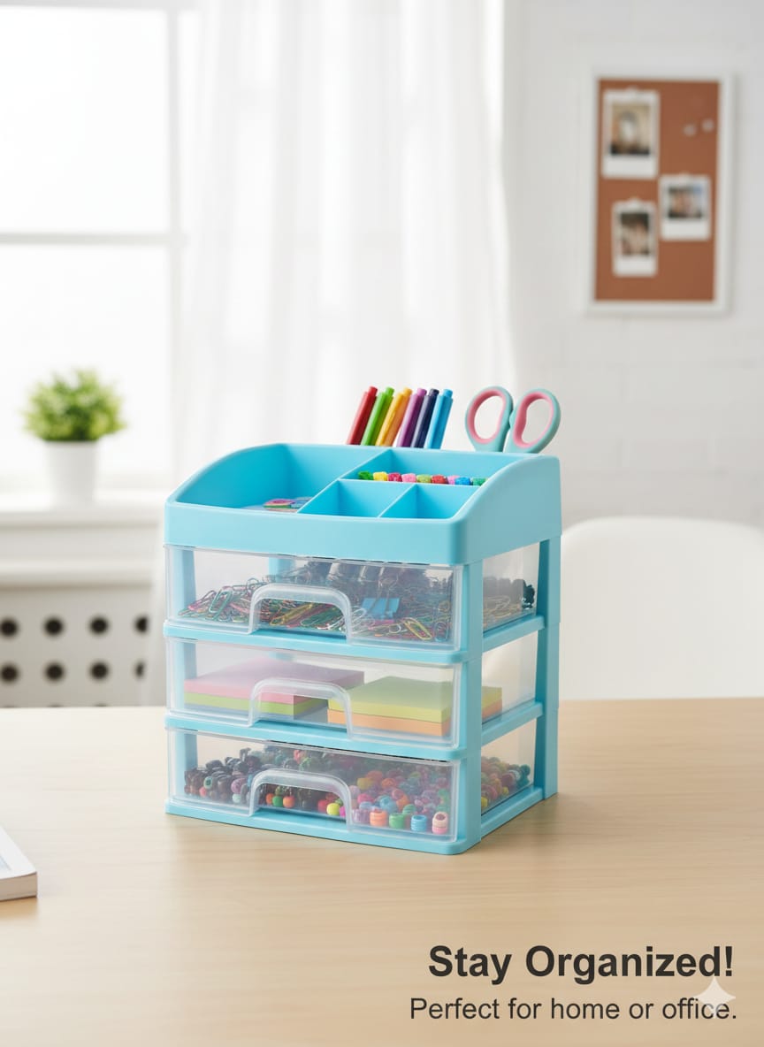 Multi-Purpose Desktop Organizer with Drawers image 2
