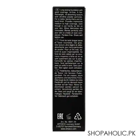 artdeco perfect teint foundation long lasting oil free, 16 light bisque image3
