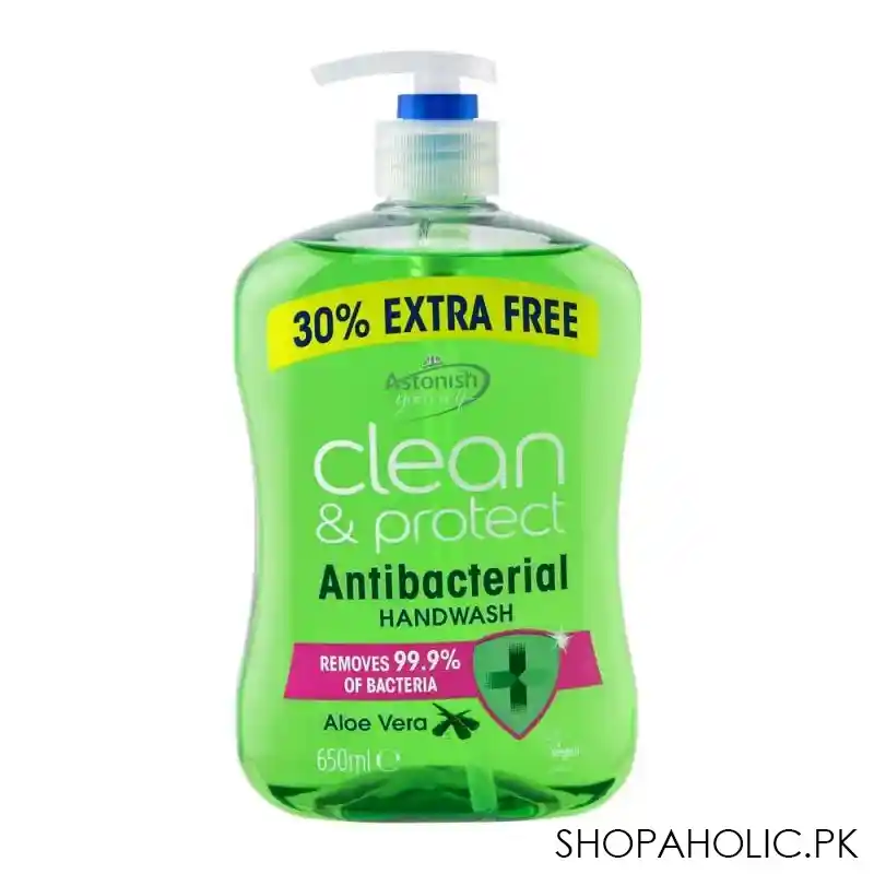 astonish clean & protect aloe vera antibacterial hand wash, 650ml main image