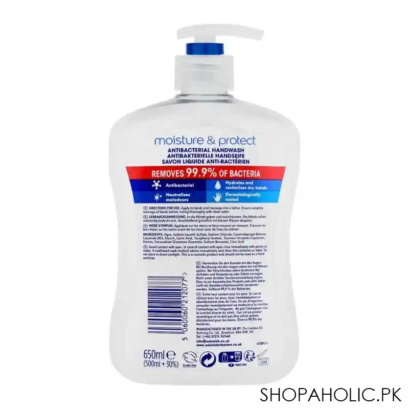 astonish moisture & protect antibacterial hand wash, 650ml image2