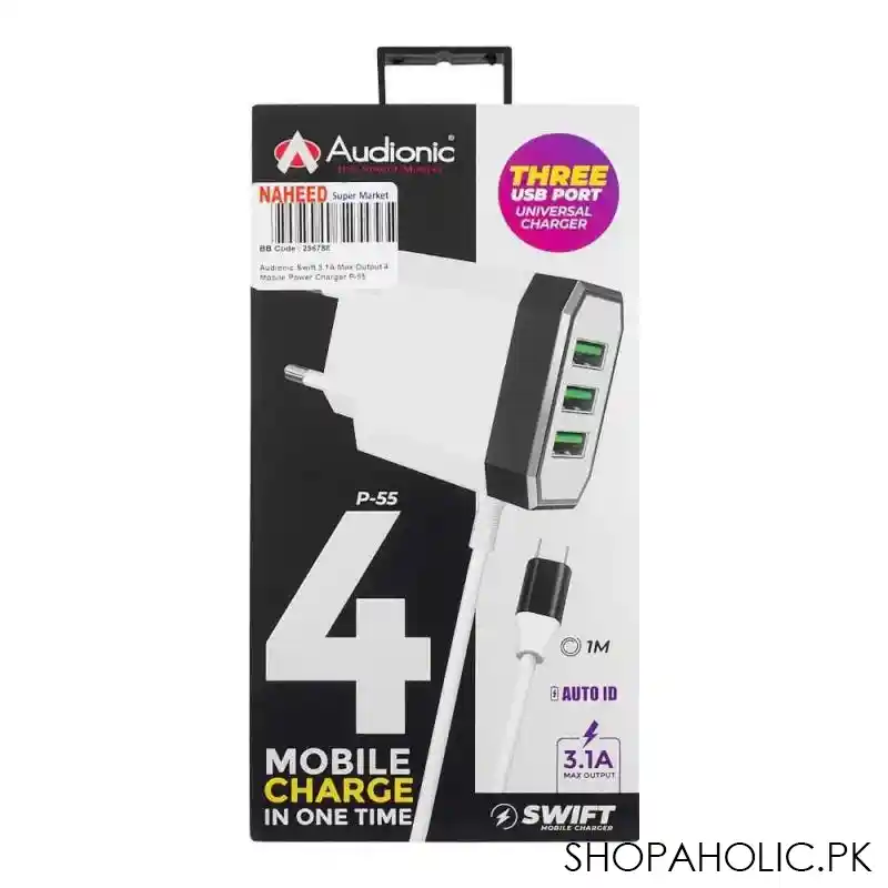audionic swift 3.1a max output 4 mobile power charger, p 55 image2