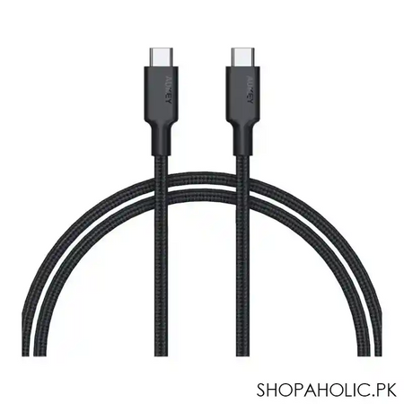 aukey impulse braided pd 100w usb 3.1 gen 2 usb c cable, 1.2m, black, cb cd21 main image