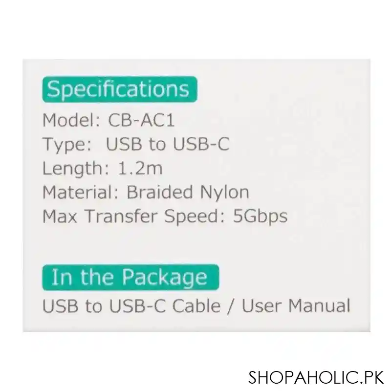 aukey impulse series usb 3.0 usb a to usb c cable, 1.2m, cb ac1 image4