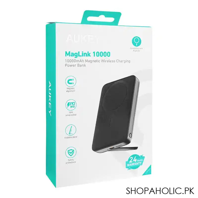 Aukey MagLink 10000mAh Magnetic Wireless Charging Power Bank, Gray, PB-MS02 - Image 5
