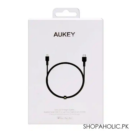aukey nylon usb c sync & charge iphone cable 1.2m/3.95ft, black, cb cl1 image2