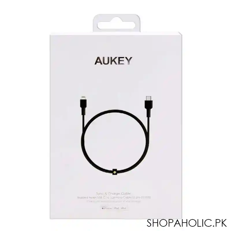 aukey nylon usb c sync & charge iphone cable 1.2m/3.95ft, black, cb cl1 image2