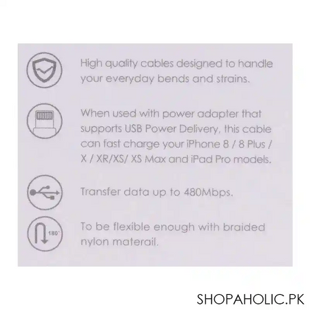 aukey nylon usb c sync & charge iphone cable 1.2m/3.95ft, black, cb cl1 image4