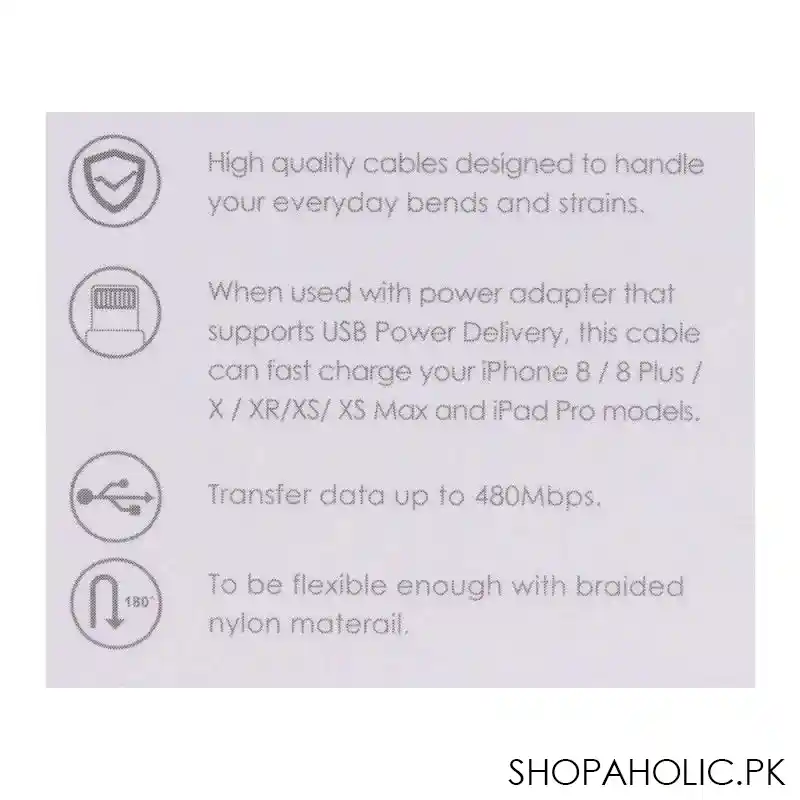 aukey nylon usb c sync & charge iphone cable 1.2m/3.95ft, black, cb cl1 image4