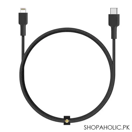 aukey nylon usb c sync & charge iphone cable 1.2m/3.95ft, black, cb cl1 main image