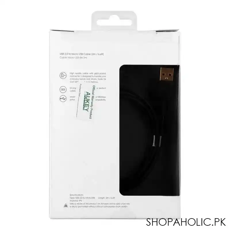aukey usb 2.0 to micro usb cable, 6.6ft, black, cb md2 image5