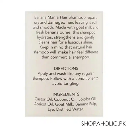 aura banana mania natural shampoo, for dry + damaged hair, 250ml image3