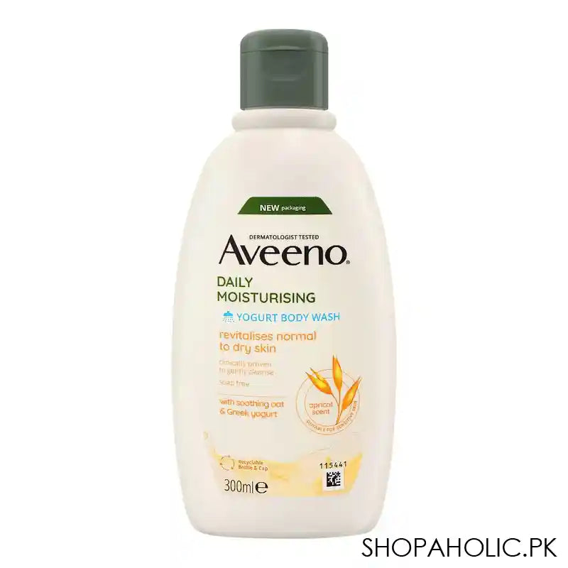 Aveeno Daily Moisturising Apricot & Honey Scent Yogurt Body Wash, Normal To Dry Skin, 300ml - Main Image