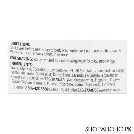 Aveeno Stress Relief Calms & Relaxes Body Wash, Oat & Lavender, 975ml - Image 3
