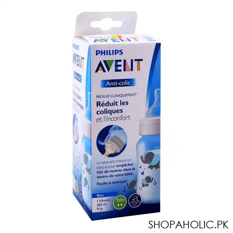 Avent Anti-Colic Feeding Bottle, 1m+, 260ml/9oz, Elephants, SCF821/15 - Image 2