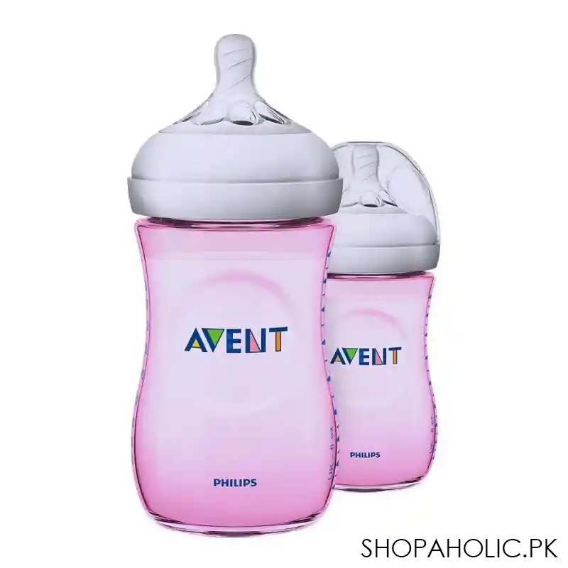 avent natural feeding bottle 1m+ 2 pack 260ml (pink)   scf694/23 main image
