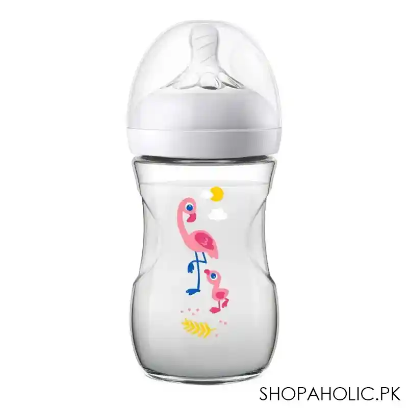 avent natural feeding bottle, 1m+, 260ml/9oz, flamingo, scf627/41 image2