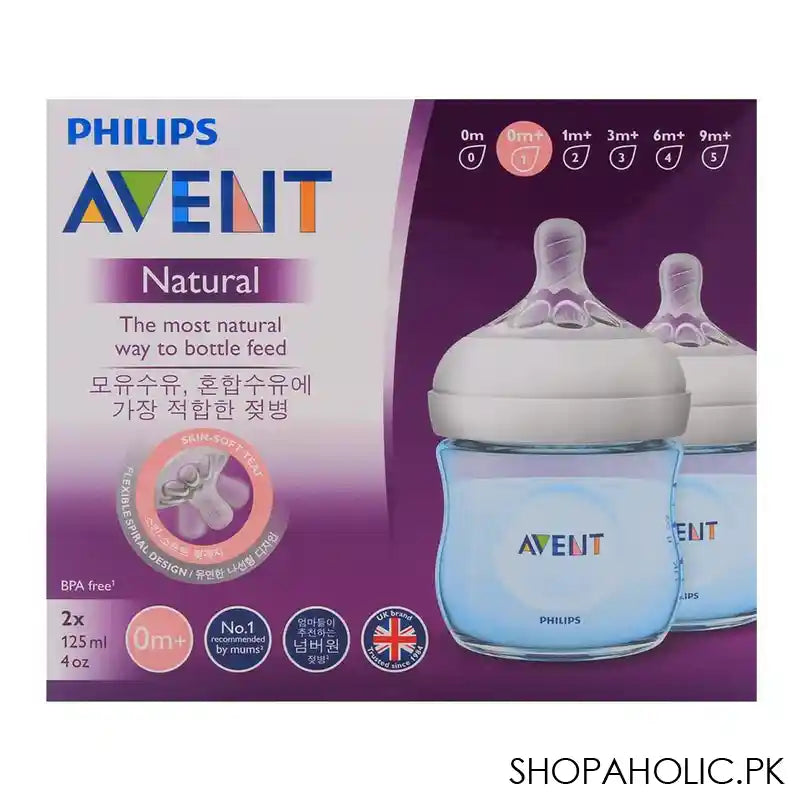 Avent Natural Feeding Bottle 2-Pack 0m+ 125ml (Blue) - SCF692/23 - Image 3