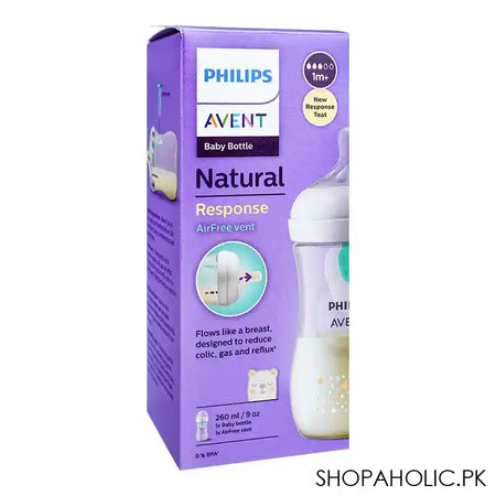 Avent Natural Response Air Free Vent Baby Feeding Bottle, 260ml, SCF673/82 - Image 2