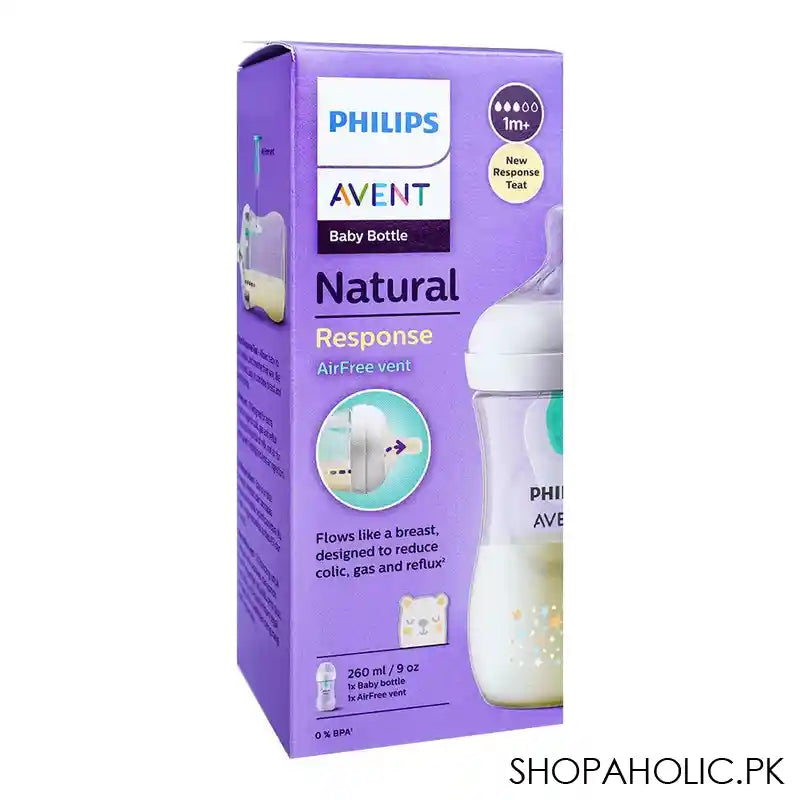 Avent Natural Response Air Free Vent Baby Feeding Bottle, 260ml, SCF673/82 - Image 2
