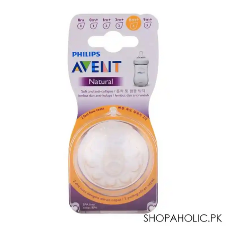 avent natural teat 2 pack 6m+ 4 holes   scf654/23 main image