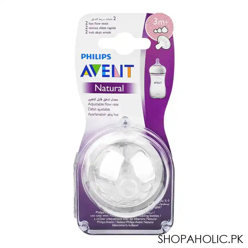 Avent Natural Variable Adjustable Flow Rate Teats, For 3 Months+, 2-Pack, SCF045/27 - Main Image