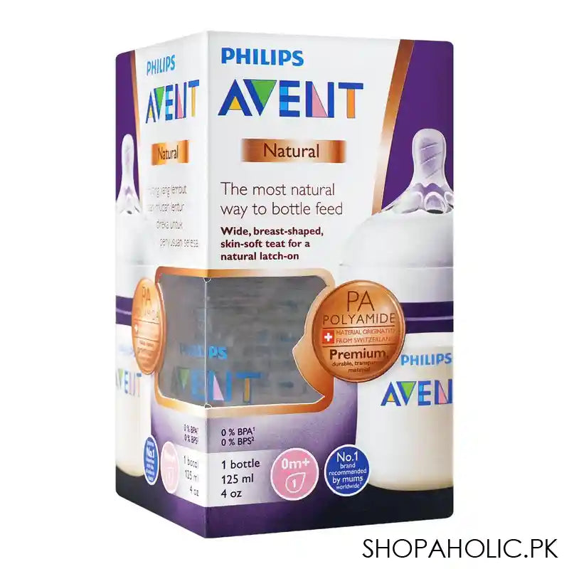 Avent Natural Wide Neck Feeding Bottle, 0m+, 125ml, SCF-472/17 - Image 2