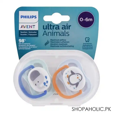 avent ultra air animals soothers, 2 pack, 0 6m, scf080/05 image2