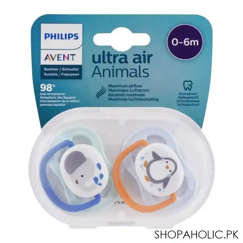 avent ultra air animals soothers, 2 pack, 0 6m, scf080/05 image2