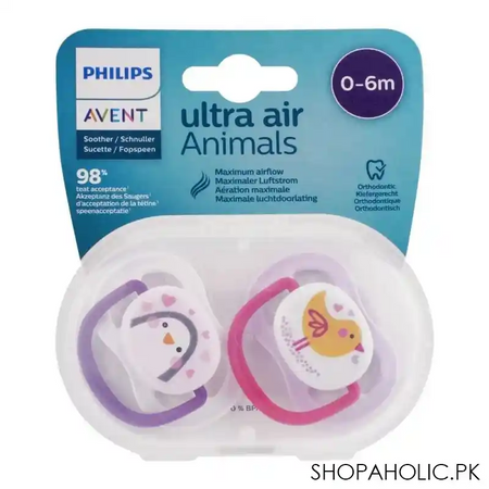 avent ultra air animals soothers, 2 pack, 0 6m, scf080/06 image2