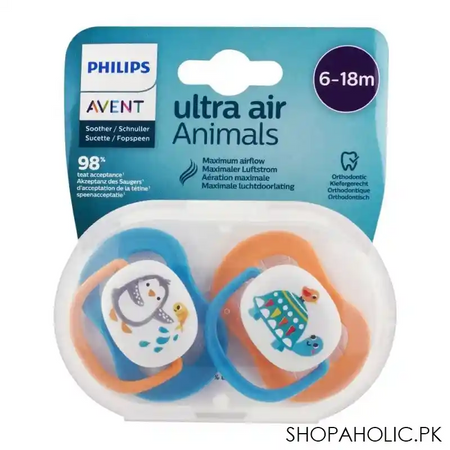 avent ultra air animals soothers, 2 pack, 6 18m, scf080/07 image2