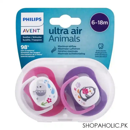 avent ultra air animals soothers, 2 pack, 6 18m, scf080/08 image2