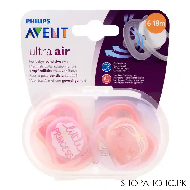 Avent Ultra Air Pacifier, 2-Pack, Little Princess, 6-18m,SCF342/23 - Image 4