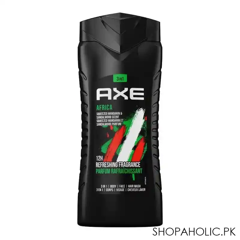 axe africa squeezed mandarin & sandalwood scent, 3in1 shower gel, 250ml main image