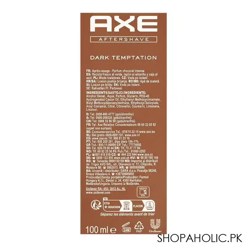 Axe Dark Temptation Intense Chocolate After Shave, 100ml - Image 3
