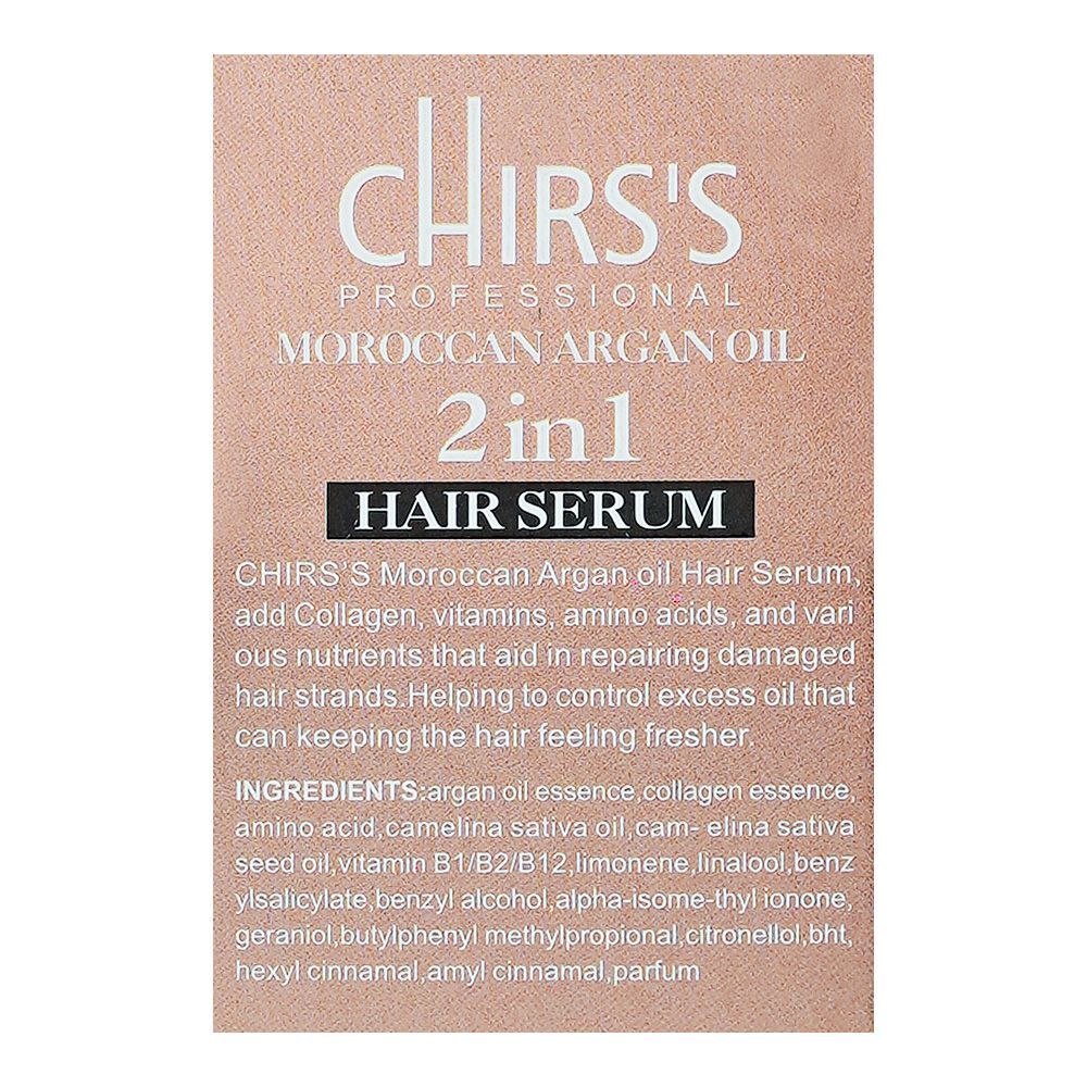 Chirs's Professional Moroccan Argan Oil 2-In-1 Hair Serum, For All Hair Types, 100ml - Image 5