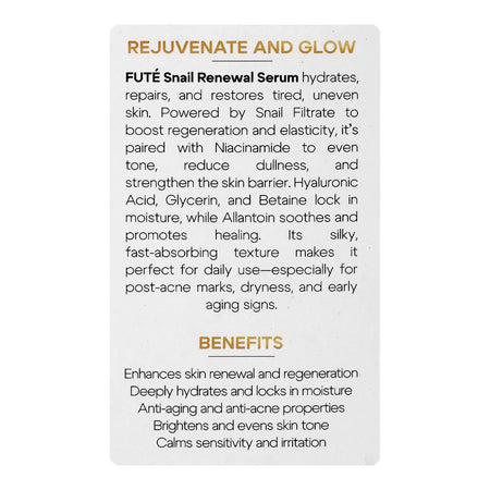 Fute Hydrate & Age Defying Snail Mucin Serum, Hyaluronic Acid, Niacinamide, For Anti-Aging & Acne-Prone Skin, 30ml - Image 5