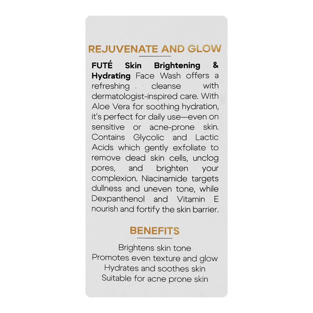Fute Intensive Skin Glowing Skin Brightening Face Wash, Glycolic Acid, Lactic Acid, Niacinamide & Vitamin E, For Intensive Skin Glowing, 50ml - Image 5