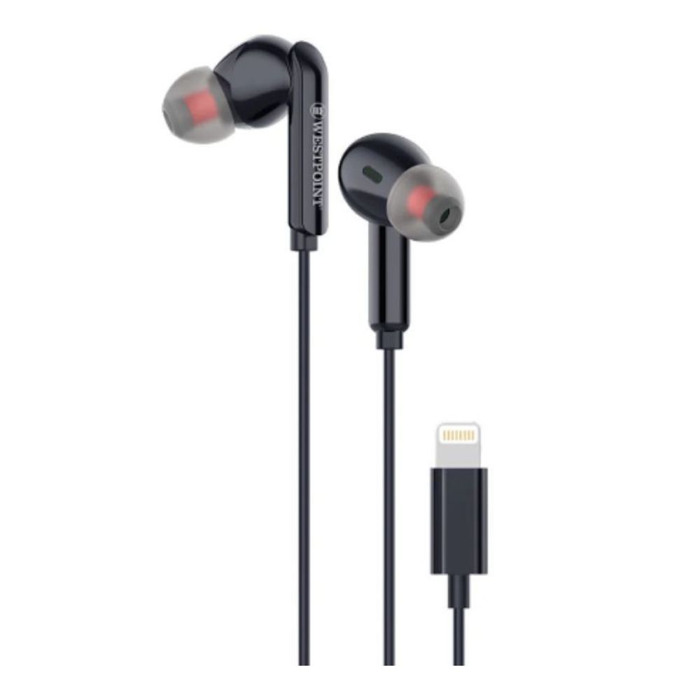 West Point Explosive Bass Stereo Lightning Earphones, Black WP-423 - Main Image