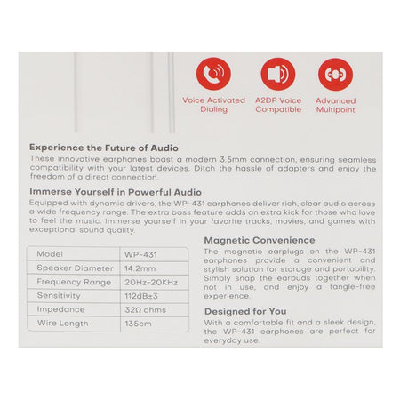 West Point Explosive Bass Stereo Earphones, White WP-431 - Image 4