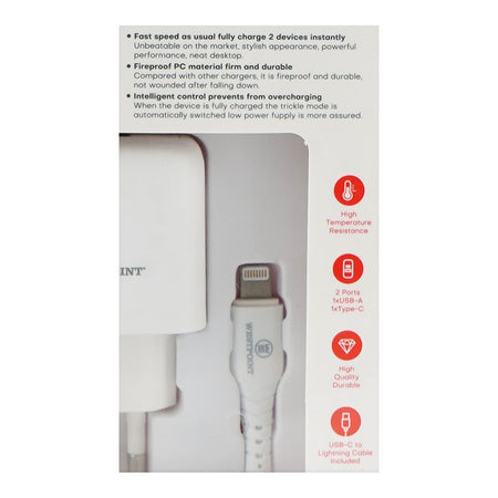 West Point Wall Charger With 1 Meter Cable, 20W Type-C + 18W USB-A, White, WP-21 - Image 4